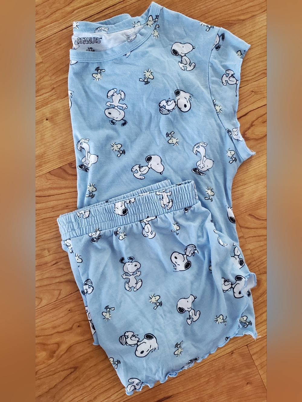 New 2 PC Snoopy Peanuts Women's L Pajamas Top & Shorts